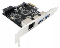 Karta adapter do komputera PC PCIe 1x do 2x USB 3.0 typ A + RJ45