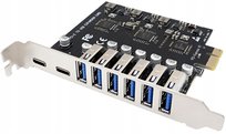 Karta adapter do komputera PCI PCIe 1X na 8x USB (6A+2C) 5Gbps Gen2