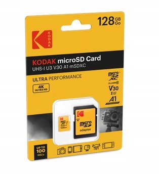 Karta Kodak Microsdxc Micro Sdxc Microsd 128gb Uhs-i U3 V30 A1 + Adapter - Kodak