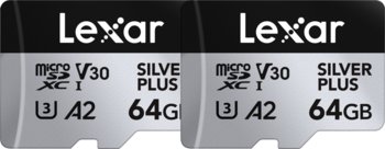 Karta lexar microSDXC Silver Plus 1066x UHS-I/U3/A2/4K R205/W100 (V30) 64GB - 2pack - Lexar