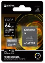 Karta microsd platinet 64gb micro zapis 4k szybka PLATINET