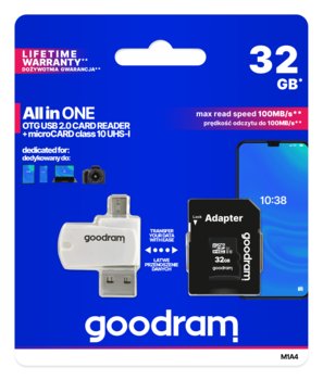Karta pamięci 32GB microSDHC+adapter+czytnik class10 UHS-1 U1 GOODRAM M1A4-0320R12 - GoodRam