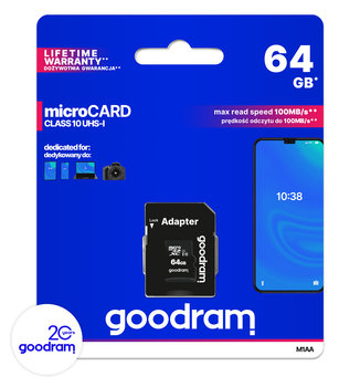 Karta pamięci 64GB microSDXC+adapter class10 UHS-1 U1 GOODRAM M1AA-0640R12 - GoodRam