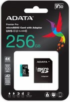 Karta pamięci ADATA Premier Pro AUSDX256GUI3V30SA2-RA1, MicroSDXC, 256 GB + adapter SD ADATA