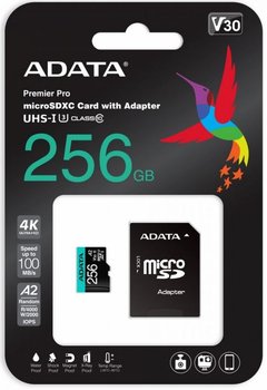 Karta pamięci ADATA Premier Pro AUSDX256GUI3V30SA2-RA1, MicroSDXC, 256 GB + adapter SD - Adata