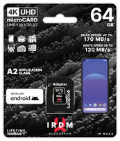 Karta pamięci GOODRAM microSDXC, IR-M2AA-0640R12  A2, UHS-1, U3, V30 64GB + adapter