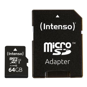 Karta pamięci Intenso Premium Microsdxc W ZESTAWIE. Adapter SD, klasa 10 UHS-I, 64 GB, czarny - Intenso