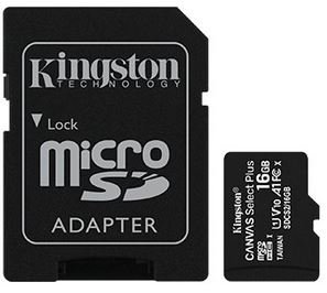 Karta pamięci KINGSTON Canvas Select Plus SDCS2/16GB, MicroSDHC SDCS2/16GB, 16 GB + adapter SD - Kingston