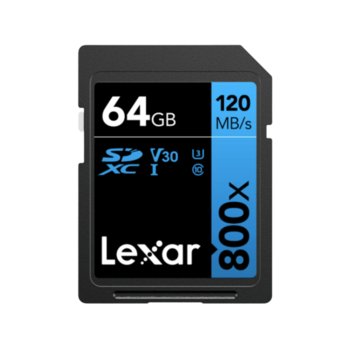Karta Pamięci Lexar Professional 800X Sdxc Uhs-I Cards, C10 V30 U3, R120 64Gb - Lexar