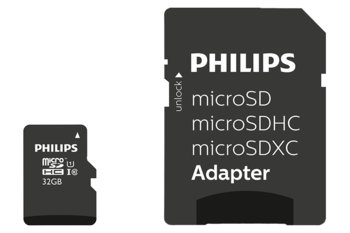 Karta pamięci PHILIPS, microSDHC, 32 GB, Class 10 + adapter - Philips