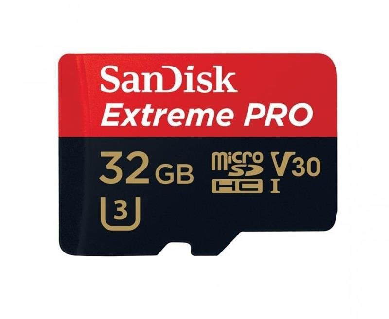 Karta pamięci SANDISK Extreme Pro, microSDHC, 32 GB, A1 C10 V30 UHS-I U3 + adapter SD + Rescue Pro Deluxe