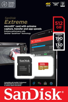 Karta pamięci SanDisk Extreme SDSQXAV-512G-GN6MA microSDXC, RescuePRO Deluxe 512GB + SD Adapter - SanDisk