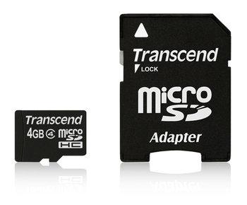 Karta pamięci TRANSCEND microSD, 4 GB, Class 4 + adapter SD - Transcend