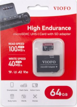 Karta pamięci VIOFO 64GB microSDHC V30  INDUSTRIAL do Wideorejestratorów Kamer Samochodowych Systemów Monitoringu - Viofo