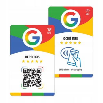 Karta wizytówka zbliżeniowa kod QR chip NFC do wystawiania opinii Google - HeyPrint