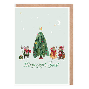 Kartka bożonarodzeniowa Myszki przy choince - Cardie