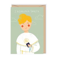 Kartka komunijna, chłopiec