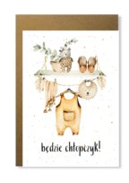 Kartka na baby shower będzie chłopczyk prezent