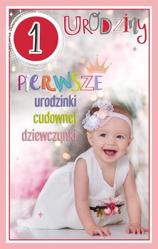 Kartka na Roczek dla Dziewczynki, na Pierwsze Urodzinki U120 - AB Card