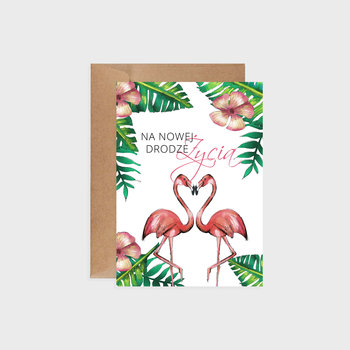 Kartka na ślub, Tropical flamingos