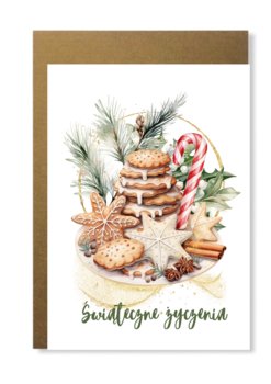 Kartka na święta Bożego Narodzenia świąteczna życzenia z piernikami ciastka - Inna marka