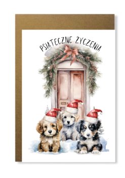 Kartka na święta Bożego Narodzenia z pieskami pies dla miłośników psów - Inna marka
