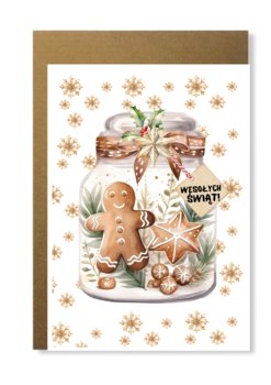 Kartka na święta bożonarodzeniowa ze słoikiem pierników ciastek na prezent - Inna marka