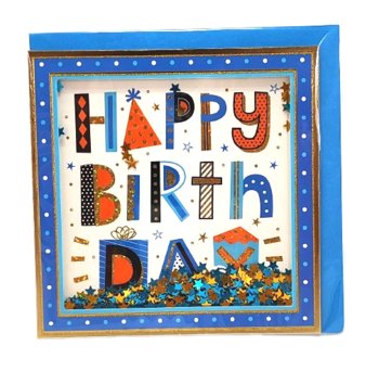 Kartka na życzenia z brokatem - Happy Birthday