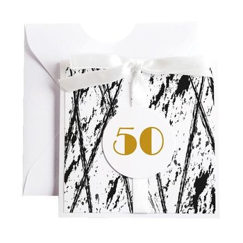 Kartka Okolicznościowa na 50 Urodziny - Biała Vintage - Black & White - Karnet urodzinowy - OCHprosze