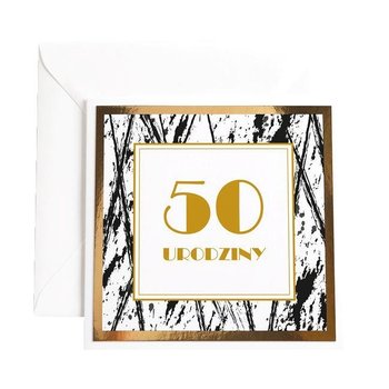 Kartka Okolicznościowa na 50 Urodziny - Błysk - Black & White - Karnet urodzinowy - OCHprosze
