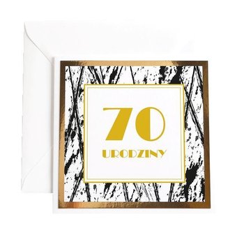 Kartka okolicznościowa na 70 urodziny - błysk - Black & White - Karnet urodzinowy - OCHprosze