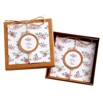 Kartka Okolicznościowa w Pudełku na Ślub - Eco Vintage - Kwiaty Różowe - Karnet ślubny - OCHprosze