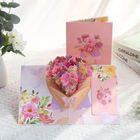 Kartka Pocztowa Okolicznościowa 3D Pop-up Kwiaty - Różany Bukiet