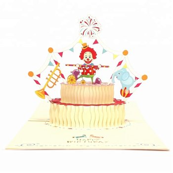 Kartka Pocztowa Okolicznościowa 3D Pop-Up Urodziny Tort Cyrk - Moments