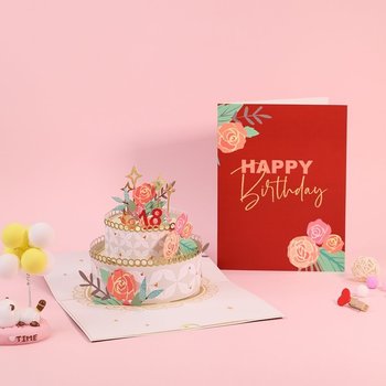 Kartka Pocztowa Okolicznościowa 3D Pop-Up Urodziny Urodzinowy Tort - Moments