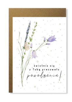 Kartka Powodzenia Zmiana Pracy Elegancka Kwiaty