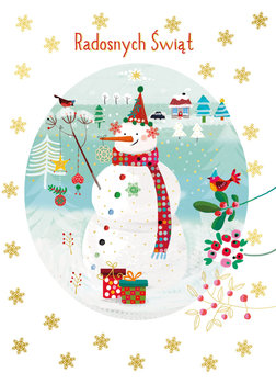 Kartka świąteczna Boże Narodzenie, bałwan w kółku - Henry