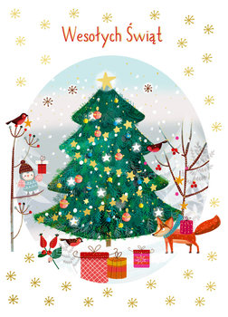Kartka świąteczna Boże Narodzenie, choinka w kółku - Henry