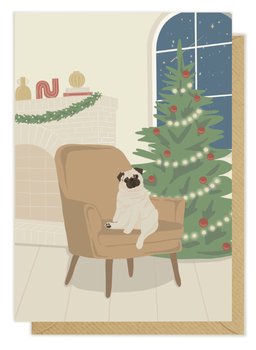 Kartka świąteczna Boże Narodzenie mops - Pink Pug