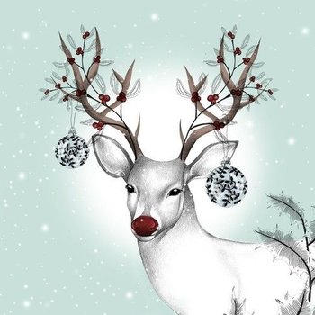 Kartka świąteczna Boże Narodzenie Swarovski, Biały Renifer - Clear Creations