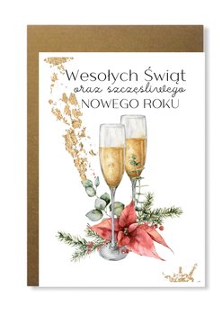 Kartka Świąteczna Na Nowy Rok Z Szampanem Firmowa - Manufaktura dobrego papieru