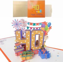 Kartka urodzinowa na 40. urodziny 3D Pop Up z kopertą Glamour