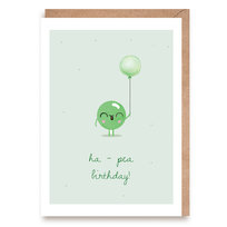 Kartka urodzinowa z groszkiem - zabawny karnet z życzeniami Ha-pea birthday