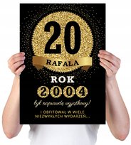 KARTKA XXL Z IMIENIEM URODZINOWA NA 20 URODZINY 2005 2006 2007 LAT CZARNA + IMIĘ