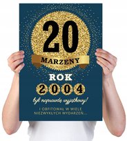 KARTKA XXL Z IMIENIEM URODZINOWA NA 20 URODZINY 2005 2006 2007 LAT GRANATOWA + IMIĘ