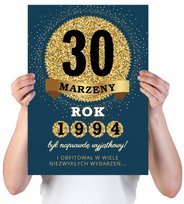 KARTKA XXL Z IMIENIEM URODZINOWA NA 30 URODZINY  1995 1996 1997 LAT GRANATOWA + IMIĘ