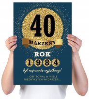 KARTKA XXL Z IMIENIEM URODZINOWA NA 40 URODZINY 1985 1986 1987 LAT GRANATOWA + IMIĘ