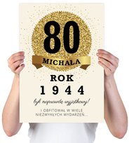 KARTKA XXL Z IMIENIEM URODZINOWA NA 80 URODZINY 1944 1945 1946 LAT +IMIĘ