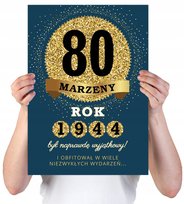 KARTKA XXL Z IMIENIEM URODZINOWA NA 80 URODZINY 1945 1946 1947 LAT GRANATOWA + IMIĘ