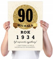 KARTKA XXL Z IMIENIEM URODZINOWA NA 90 URODZINY 1934 1935 1936 LAT +IMIĘ